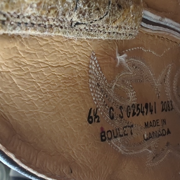 BOULET #2083 metallic leather cowgirl western boots square toe sz 6.5 like new - Picture 16 of 16